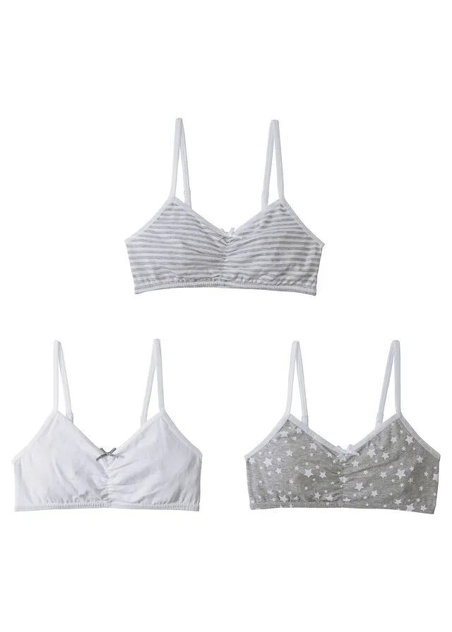 BUSTIER PARA NIñAS (3 UNIDADES) BLANCOGRIS CLARO JASPEADO